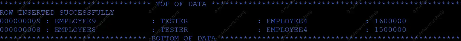 INSENSITIVE SCROLL CURSOR Program Output