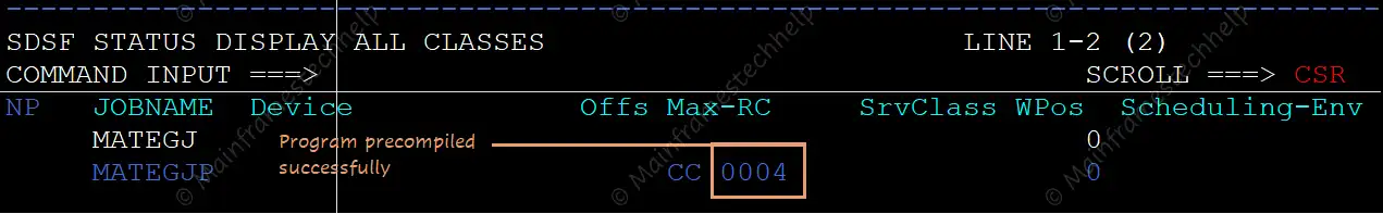 Precompile JOB MAXCC