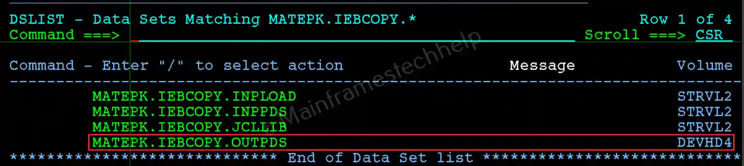 COPY Datasets Output