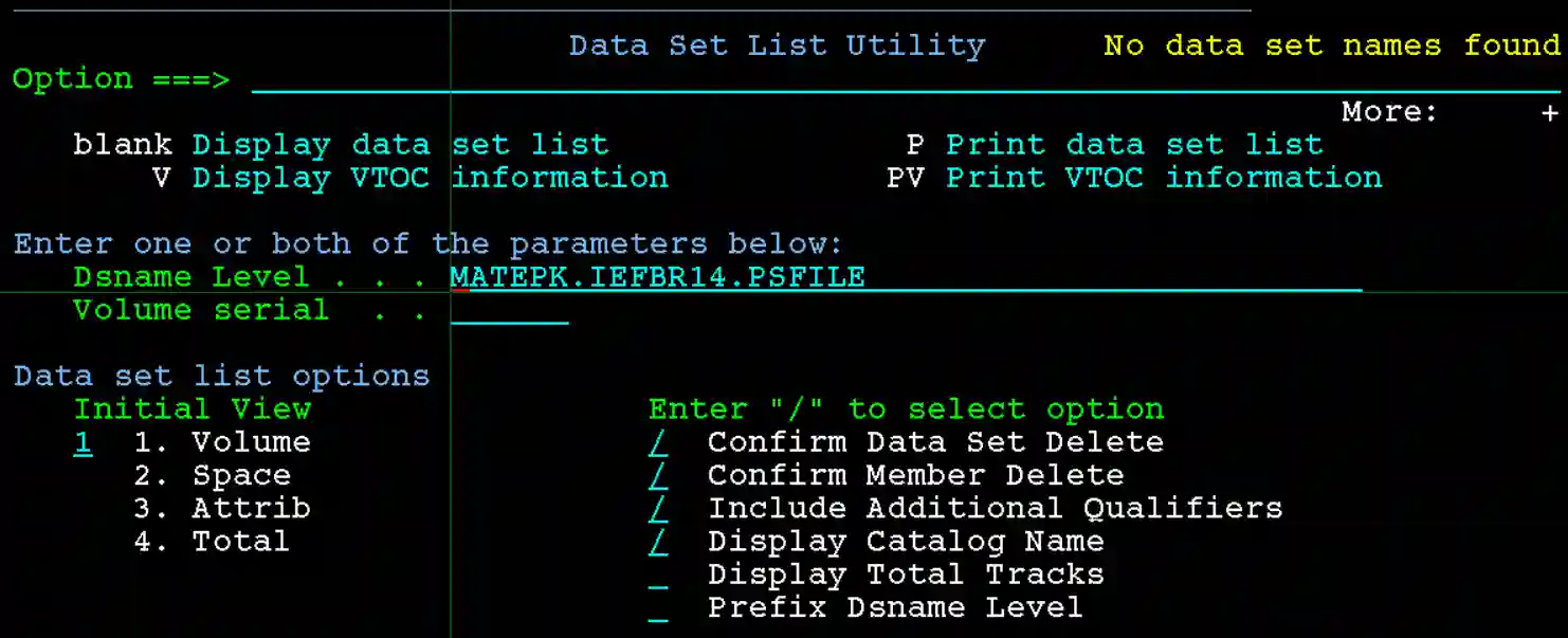 Uncatalog Dataset Output