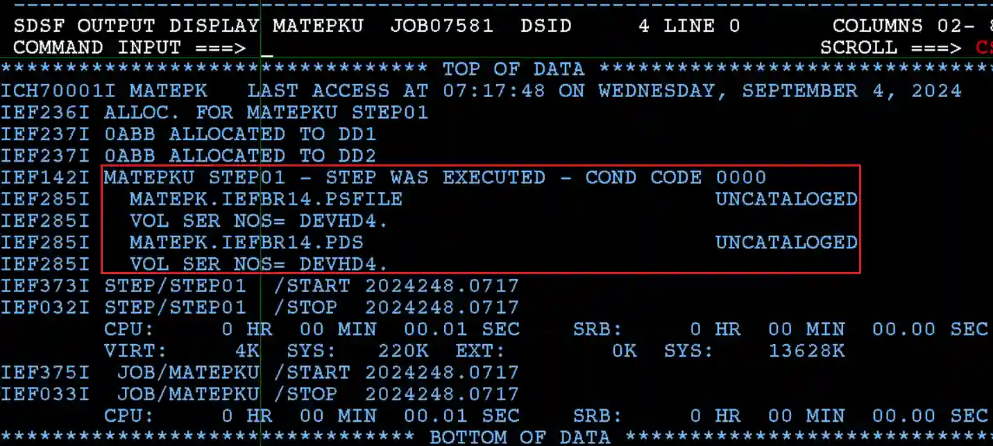 Uncatalog Dataset Status