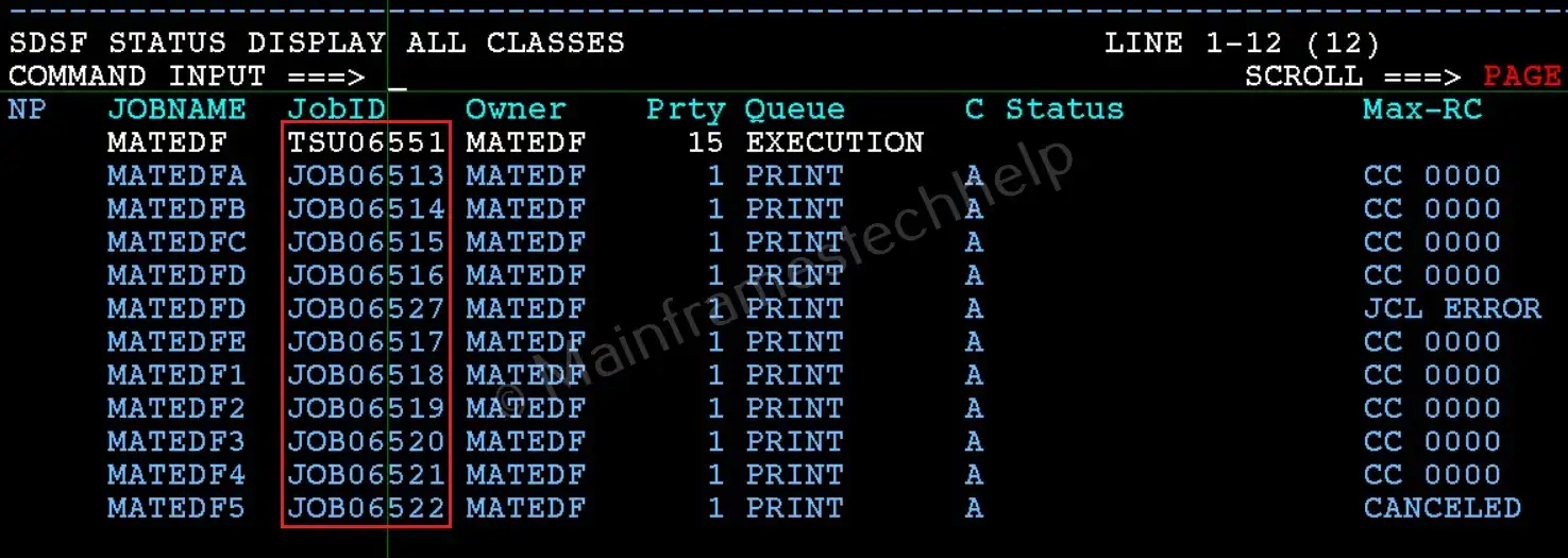 Arranging JOB Columns