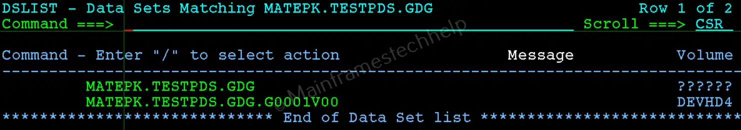 Creating New Generation as PDS OUTPUT