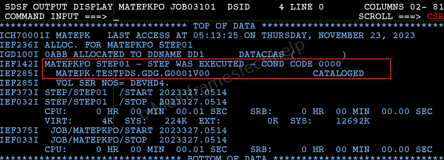 Creating New Generation as PDS SYSPRINT