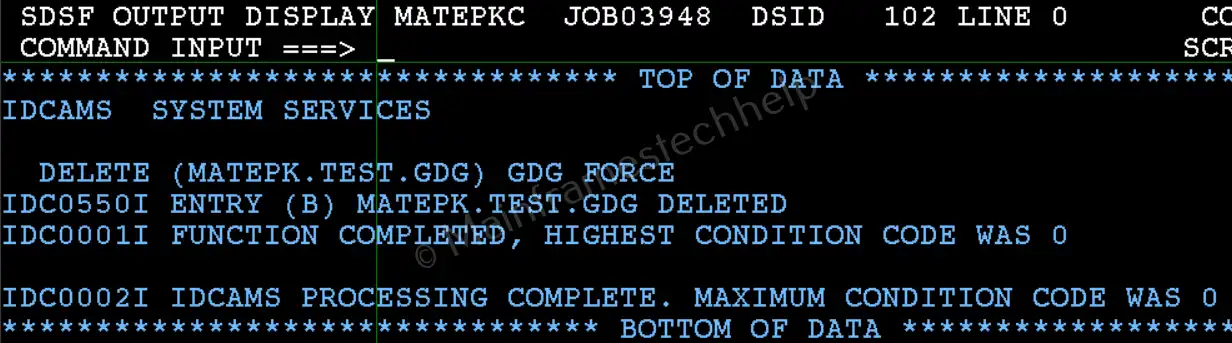 Delete GDG Base SYSPRINT