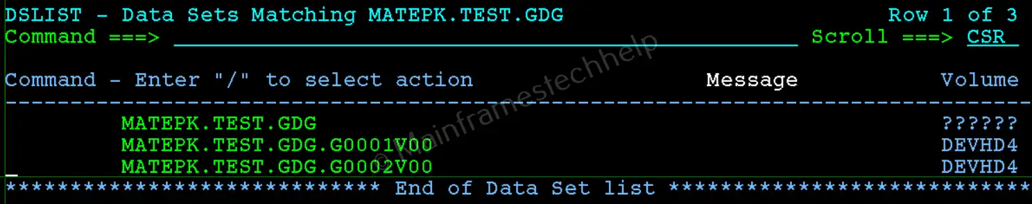 Using Absolute Generation Number OUTPUT