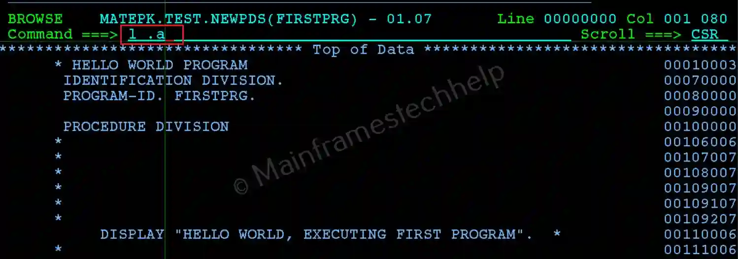 Locate Label in Browse Mode