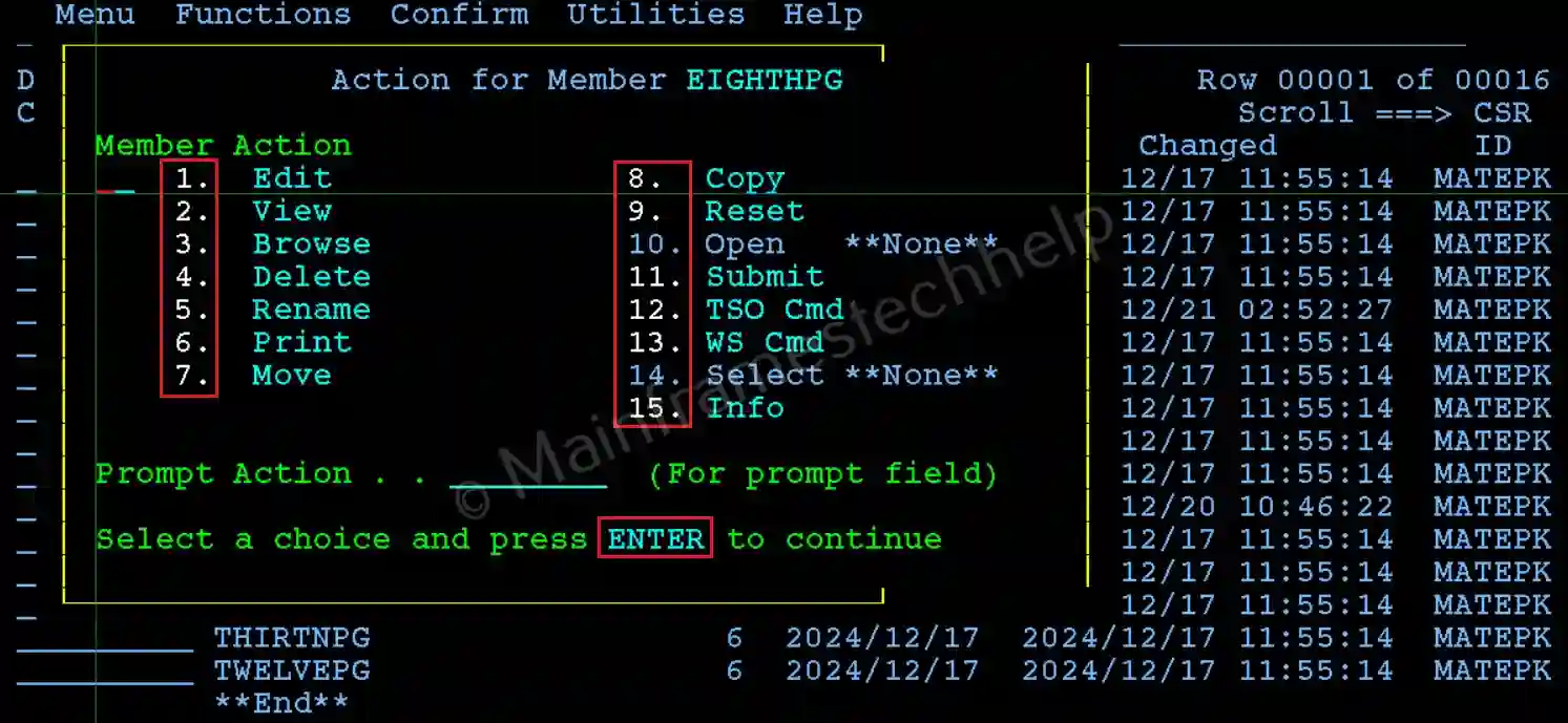 Member Actions for PDS