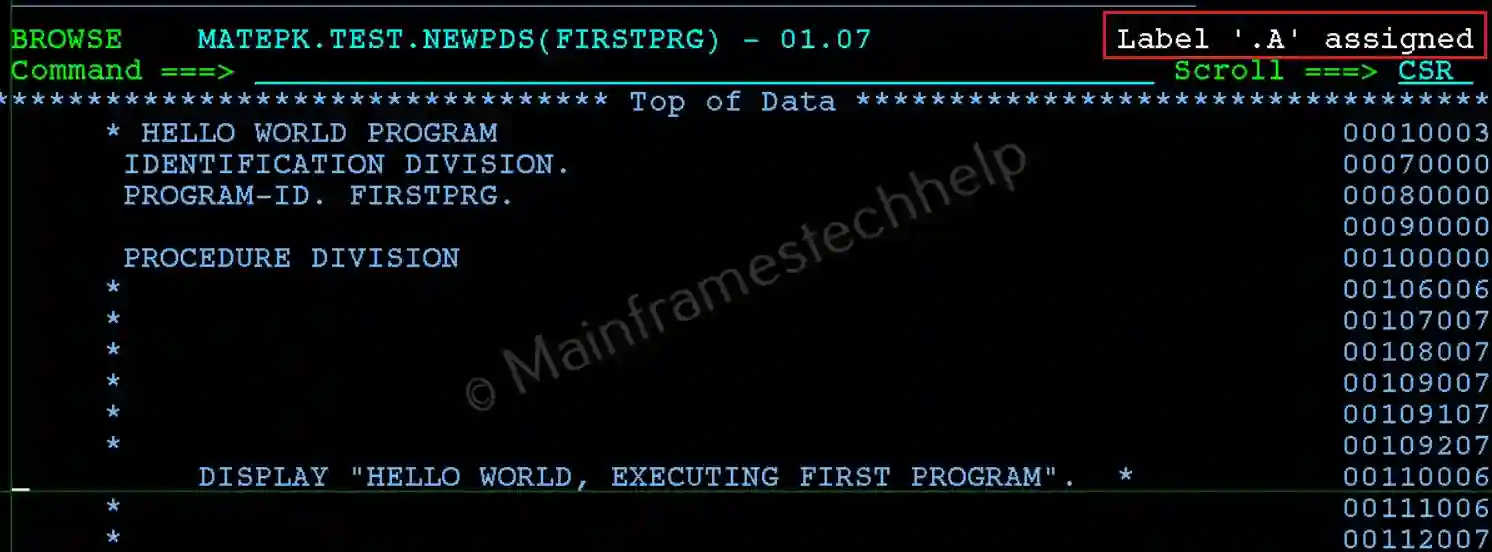 Setting Label in Browse Mode