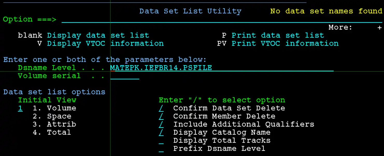 Uncatalog Dataset Output